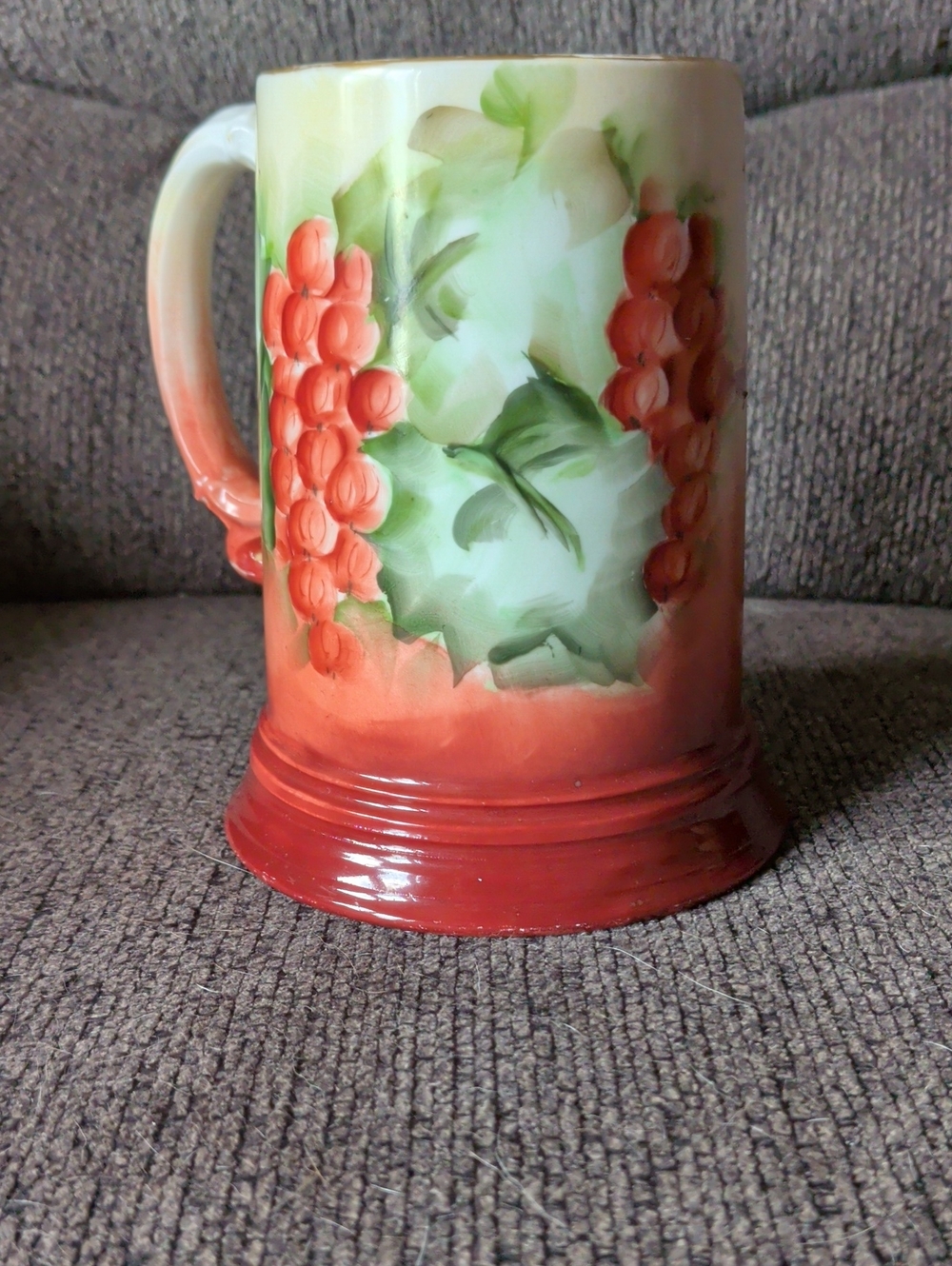 Hand-Painted French Limoges Floral Ceramic Mug.